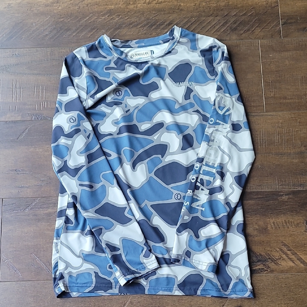 Magellan Outdoors Kids(14-16) Long Sleeve Camo Shirt - Blue and White